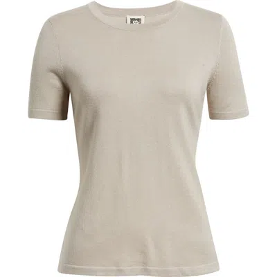 Anne Klein Luxe Washable Short Sleeve Wool Sweater In Brown