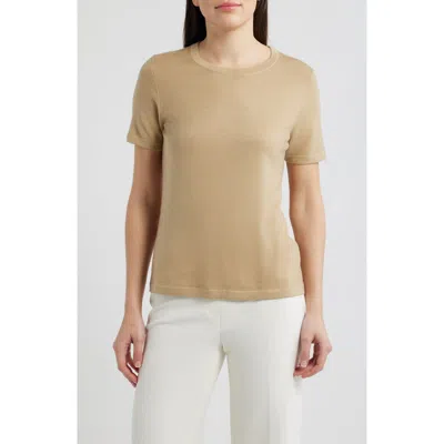 Anne Klein Luxe Washable Short Sleeve Wool Sweater In Neutral