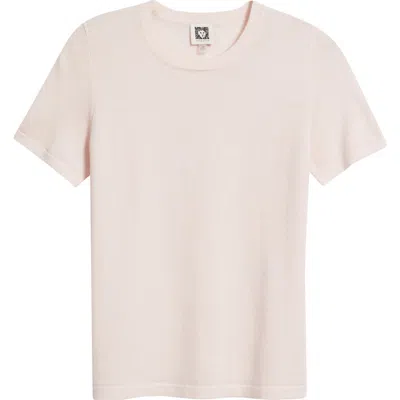 Anne Klein Luxe Washable Short Sleeve Wool Sweater In Pink