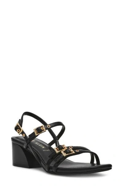 Anne Klein Women's Mackenzie Strappy Buckle Block Heel Dress Sandals In Black