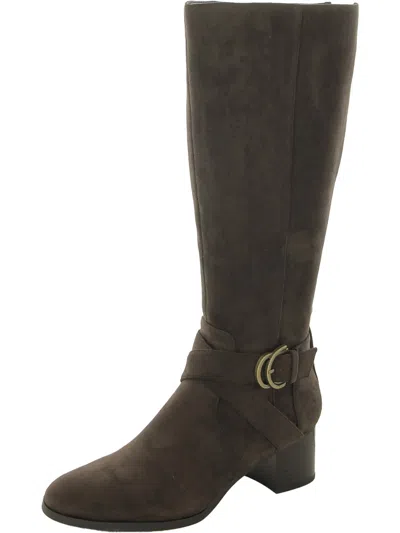 Anne Klein Maelie Womens Faux Suede Tall Knee-high Boots In Grey