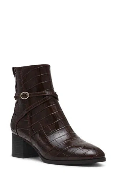 Anne Klein Makanda Ankle Boot In Brown Croc