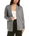 Anne Klein Malibu Metallic Open Front Cardigan In Grey