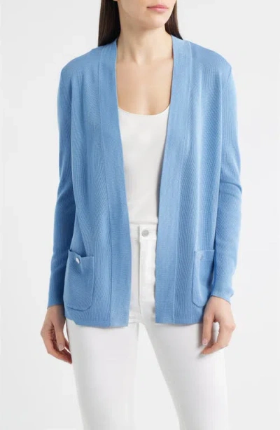 Anne Klein Malibu Open Front Cardigan In Blue