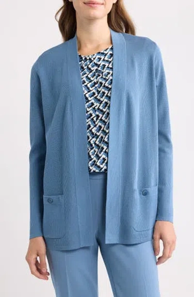 Anne Klein Malibu Open Front Cardigan In Blue