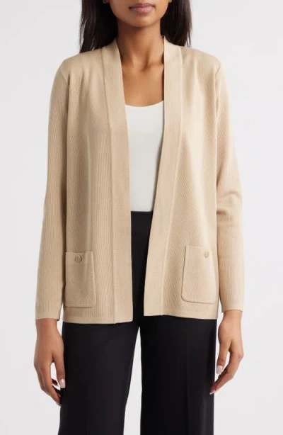 Anne Klein Malibu Open Front Cardigan In Brown