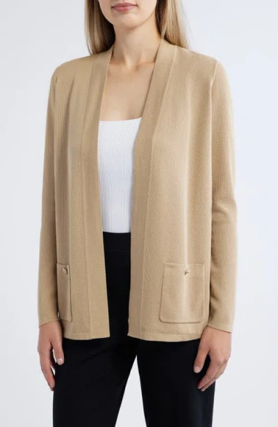 Anne Klein Malibu Open Front Cardigan In Coffee Cream
