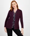 Anne Klein Malibu Open-front Cardigan In Deep Plum