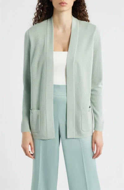 Anne Klein Malibu Open Front Cardigan In Green
