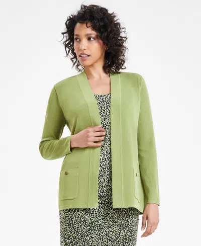 Anne Klein Malibu Open Front Cardigan In Leafy Green