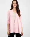 Anne Klein Plus Size Sonoma Open-front Long-sleeve Cardigan In Peony Pink