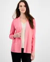 Anne Klein Malibu Open-front Cardigan In Pink Dahlia