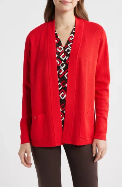 Anne Klein Malibu Open Front Cardigan In Red
