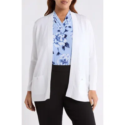 Anne Klein Malibu Open Front Cardigan In White