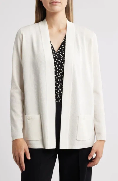Anne Klein Malibu Open Front Cardigan In White Dove