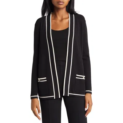 Anne Klein Malibu Tipped Cardigan In Black
