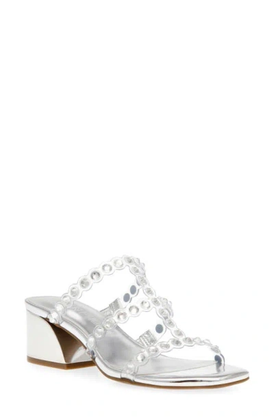 Anne Klein Marissa Strappy Sandal In Clear Crystal/ Silver