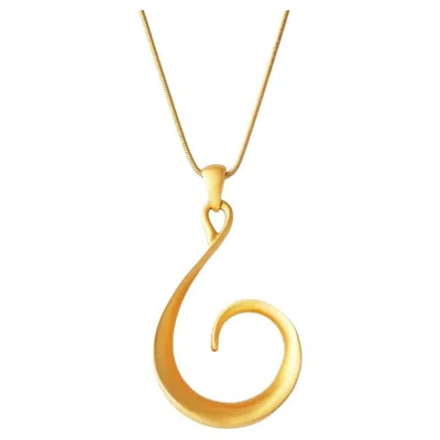 Pre-owned Anne Klein Matte Gold Swirl Pendant Necklace By , 1980s In Multi