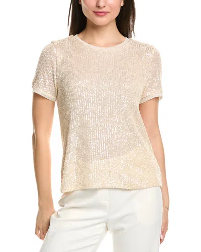 Anne Klein Matte Sequin Banded T-shirt In Gold