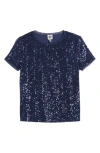 Anne Klein Matte Sequin Mesh Top In Distant Mountain