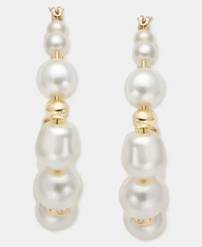 Anne Klein Medium Baroque Imitation Pearl Hoop Earrings, 1.7" In Multi
