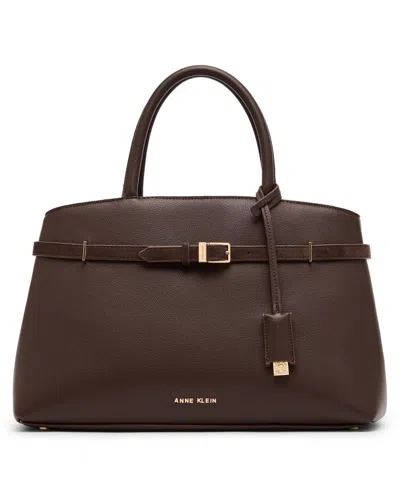 Anne Klein Medium Belted Satchel Handbag In Brown