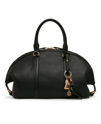 Anne Klein Medium Bowler Charms Satchel Handbag In Black