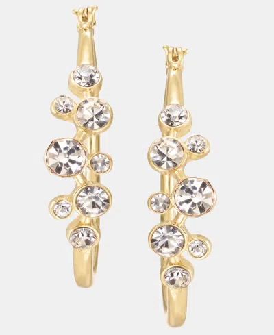 Anne Klein Medium Crystal Cluster Hoop Earrings, 1.55" In Gold