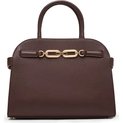 Anne Klein Medium Curved Satchel Bag In Brown