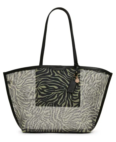 Anne Klein Medium Printed Mesh Tote Handbag In Black