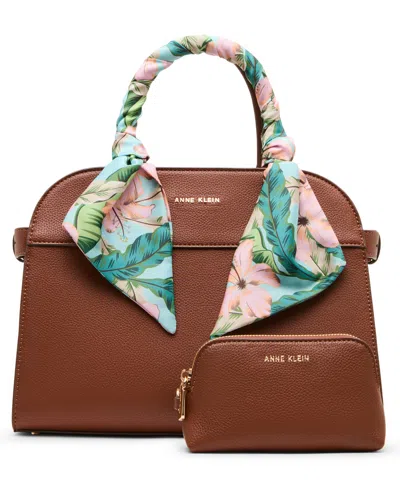 Anne Klein Medium Rounded Satchel Handbag In Brown