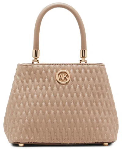 Anne Klein Medium Ruched Tubular Handle Satchel Bag In Brown