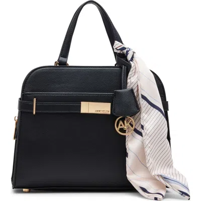 Anne Klein Medium Satchel With Scarf In Black