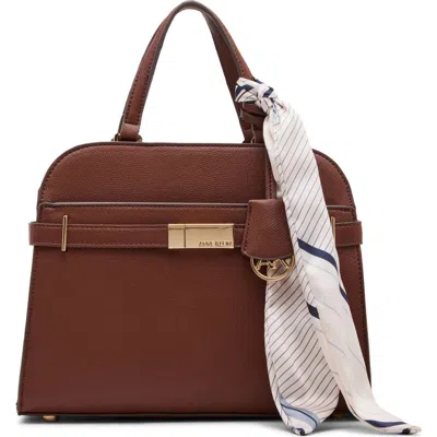 Anne Klein Medium Satchel With Scarf In Brown