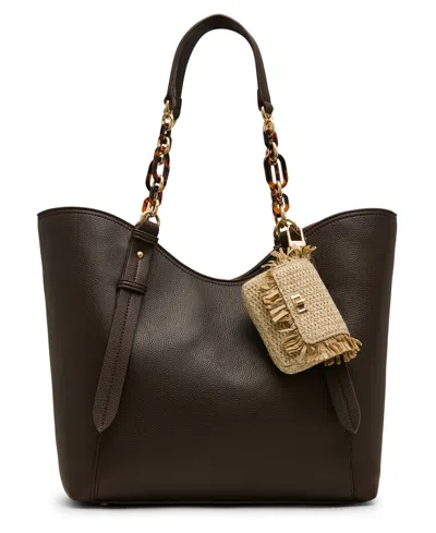 Anne Klein Medium Tortoise Chain Tote Handbag In Burgundy