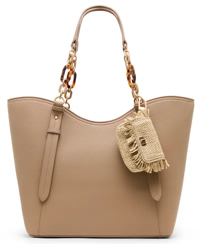 Anne Klein Medium Tortoise Chain Tote Handbag In Neutral
