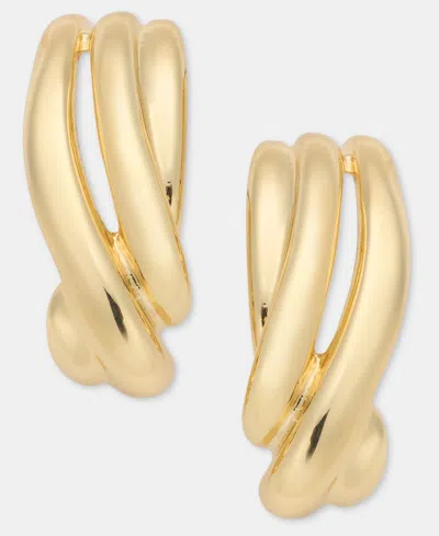 Anne Klein Medium Triple-row Twisted C-hoop Earrings, 1.23" In Gold