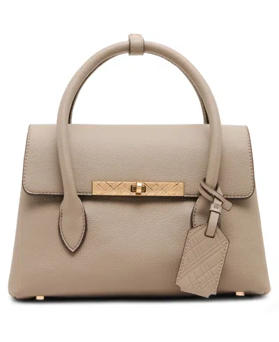 Anne Klein Medium Turn-lock Convertible Strap Satchel Handbag In Neutral