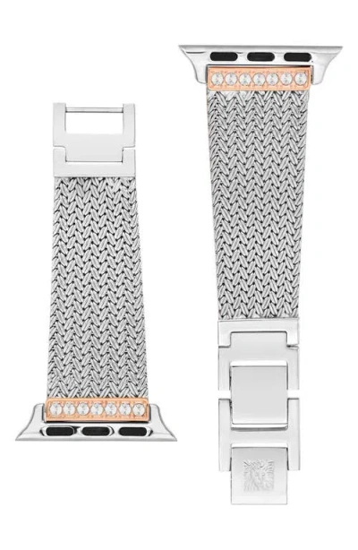 Anne Klein Mesh 12.7mm Apple Watch® Watchband In Silver/rose Gold
