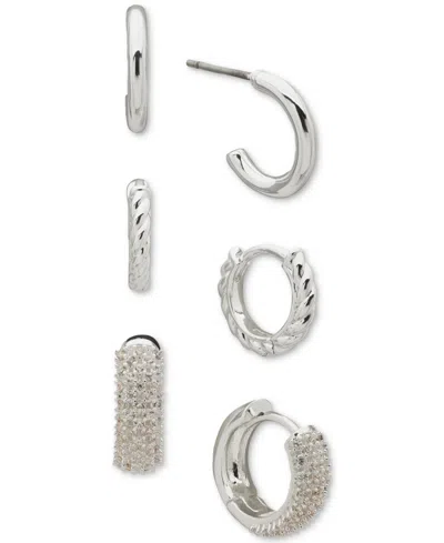 Anne Klein Metal 3-pc. Set Twist Lattice Hoop Earrings