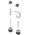 Anne Klein Metal-tone 3-pc. Set Black Beaded Earrings