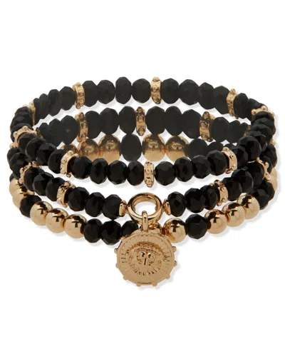 Anne Klein Metal-tone 3-pc. Set Colored Beaded Stretch Bracelet In Multi