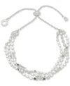 Anne Klein Metal-tone Flat Chain & Stone Slider Bracelet