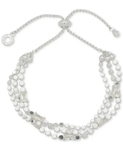 Anne Klein Metal-tone Flat Chain & Stone Slider Bracelet