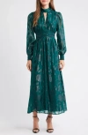 Anne Klein Jacquard Lurex Midi Dress In Green