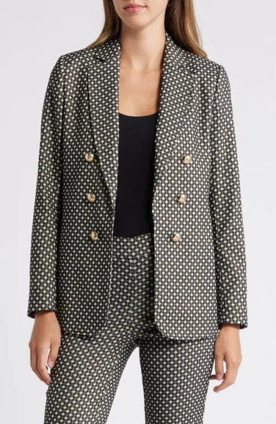 Anne Klein Metallic Open Front Blazer In Black