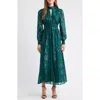 Anne Klein Jacquard Lurex Midi Dress In Green