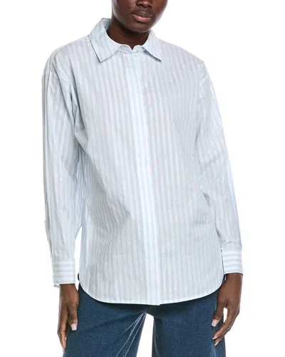 Anne Klein Metallic Stripe Shirt In Blue