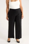 Anne Klein Metallic Stripe Wide Leg Pants In Black