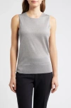 Anne Klein Metallic Sweater Tank In Gray